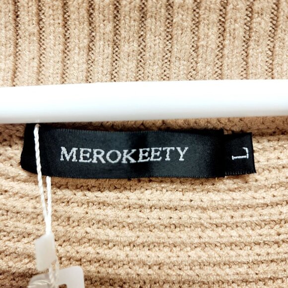 Merokeety Women Long Sleeve V-Neck  Neck Loose Oversized  Tunic Top brown Size L - Picture 3 of 13